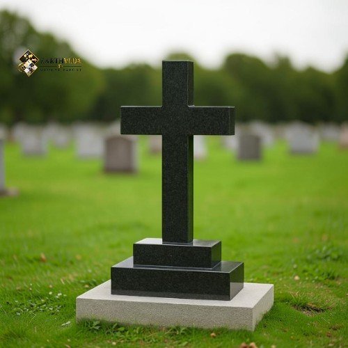 Latin Cross Granite Monument (Christian Memorial Headstone)