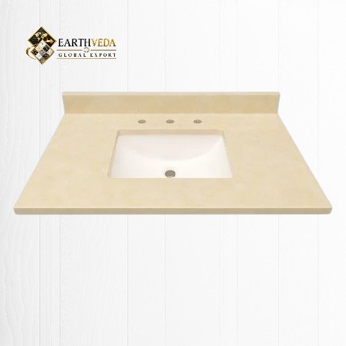 Beige Cultured Marble Vanity Top with Undermount Sink & Widespread Faucet Holes