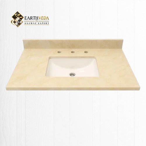 Beige Cultured Marble Vanity Top with Undermount Sink & Widespread Faucet Holes