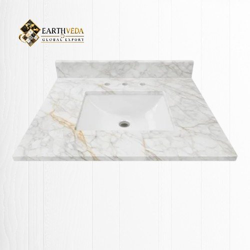Calacatta Gold Marble Vanity Top with Undermount Sink & Widespread Faucet Holes