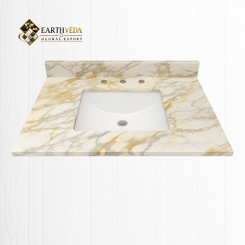 Calacatta Gold Marble Vanity Top with Undermount Sink & Widespread Faucet Holes