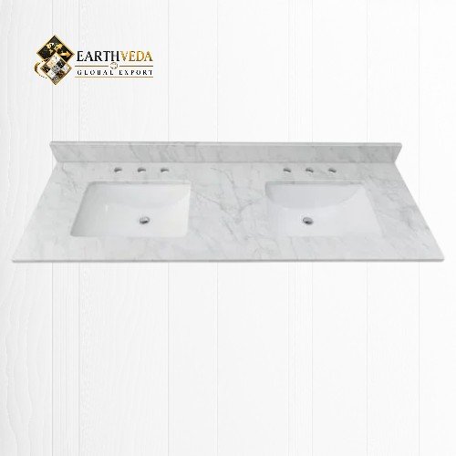 Carrara White Marble Vanity Top with Undermount Sink & Widespread Faucet Holes